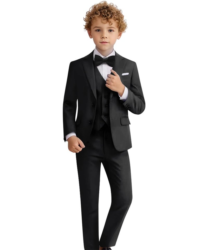 Addneo Boys Suits,Children's Formal Suits for Toddler Boy Silm Fit Suit Black Size 10 - Image 1